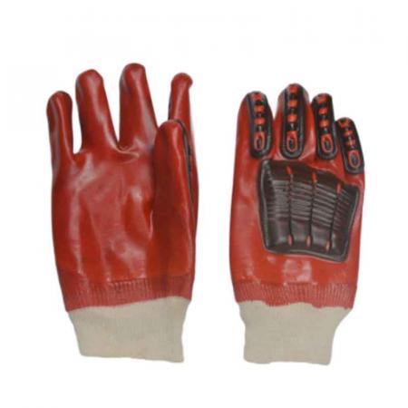 Красные перчатки с ПВХ покрытием TPR с ручным покрытием