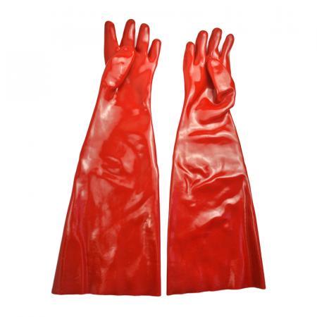 Красные перчатки с ПВХ покрытием хлопчатобумажный вкладыш