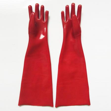 длинные красные перчатки из ПВХ