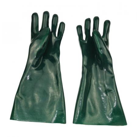 Зеленые химические перчатки из ПВХ гладкая отделка