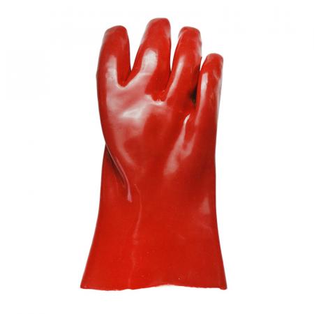 Ярко-красный ПВХ перчатка открытая манжета 11 дюймов перчатки
