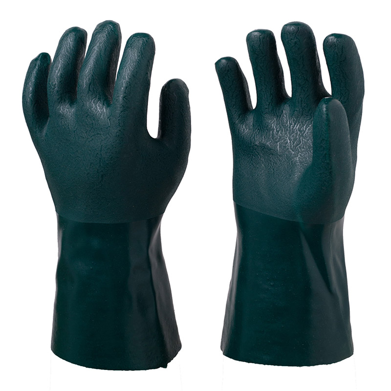 Anti-Slip Green PVC Coated Gloves