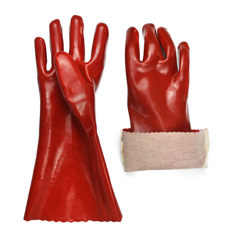 PVC Glove Smooth Palm Elbow Red 35CM
